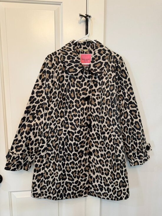kate spade Jackets & Blazers - Kate Spade New York Leopard Print Rain Jacket Coat Size L